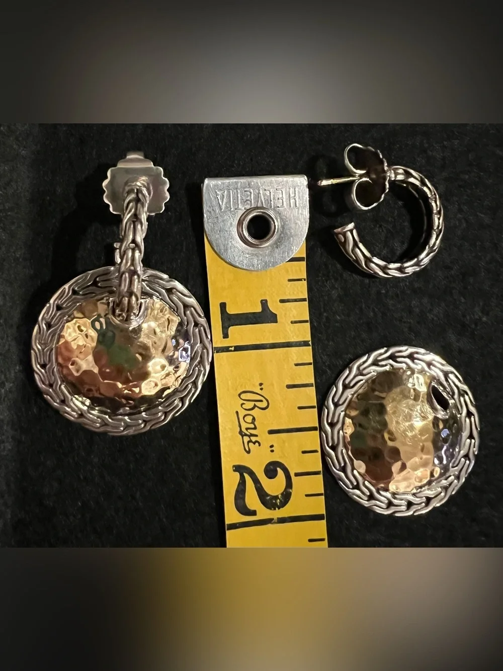 John Hardy Palu Disc Hoop Drop Earrings | 925 Sterling Silver & 22K Yellow Gold